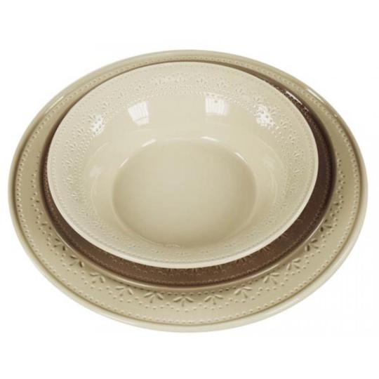 lg we 2870 mediteransky pastelovy odtien kremova cappuccino hneda vzorovany provensalsky dedinsky country provensalsky jedalensky set tanier sada vidiecky stol prestieranie servirovanie stol.jpg